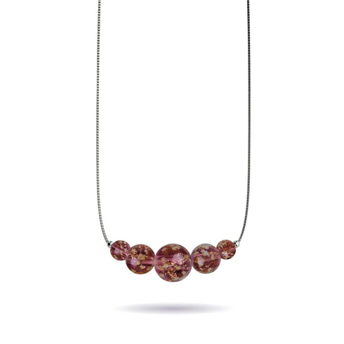Merlot | Argent sterling .925 | Collier fermoir infini en verre luciole